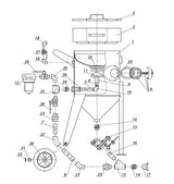 Schematische illustratie van de Contracor BlastRazor Z-100 / Z-200 met genummerde onderdelen voor duidelijke identificatie.